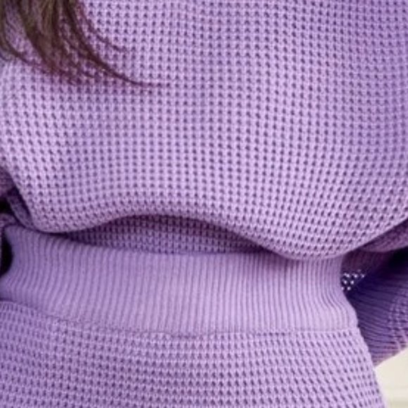 Lilac Waffle Knit V-Neck Sweater Skirt Set Fall Wi - Picture 8 of 8
